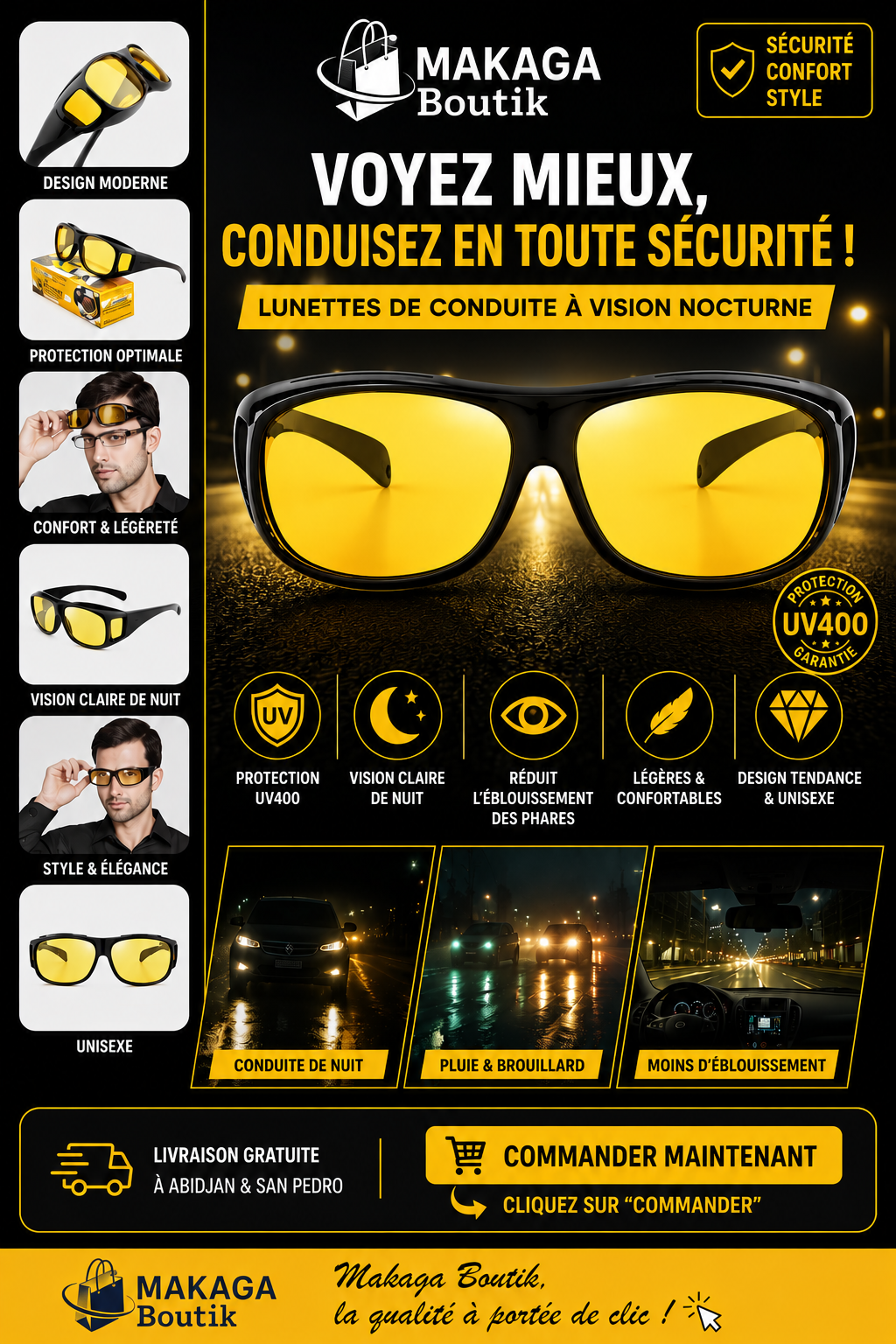 Lunette de Conduite à vision nocturne